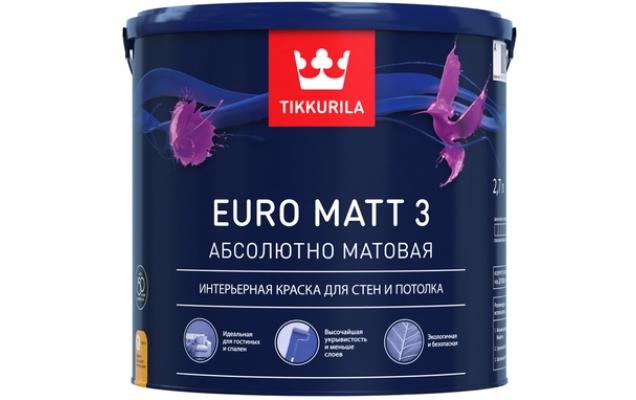 Краска в/д для стен и потолков TIKKURILA EURO MATT 3 C (0,9 л) 76683